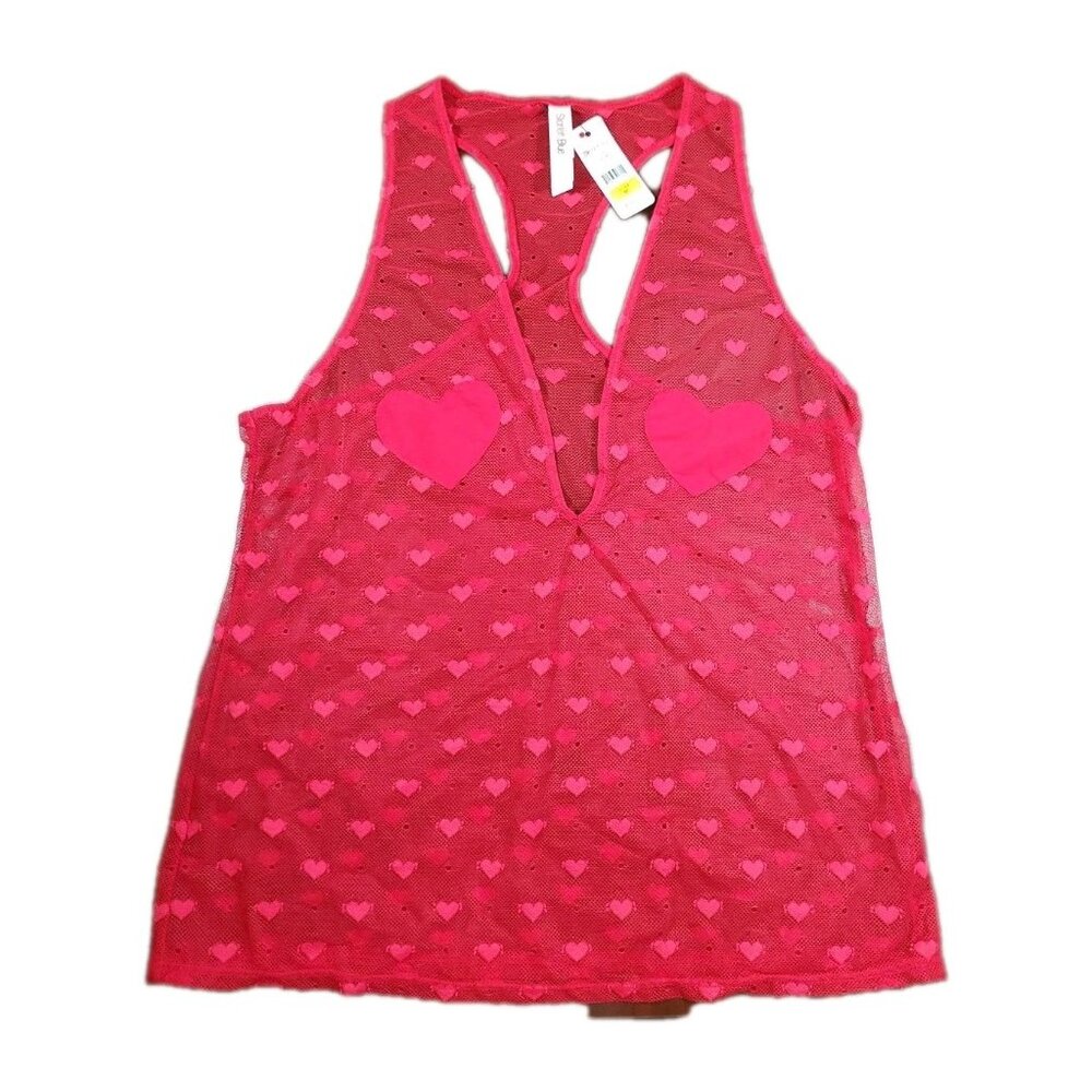 Skarlett Blue Women's Cheri Heart Mesh Bralette Top Cherry Red Size Medium